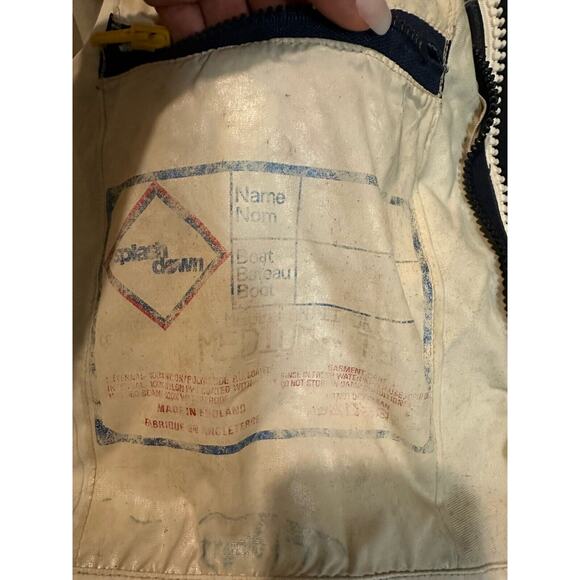 Vintage Mens Medium Sailing Boating Coat 80s Blue White HEAVY Lined England - Picture 5 of 15